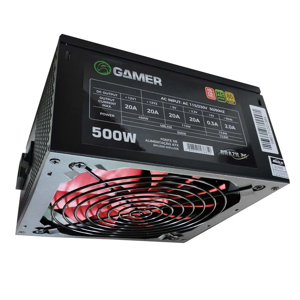 Imagem 4 de 5 do produto Fonte De Alimentacao Brazilpc 500w 80plus Bronze Bpc/500-80plus/b