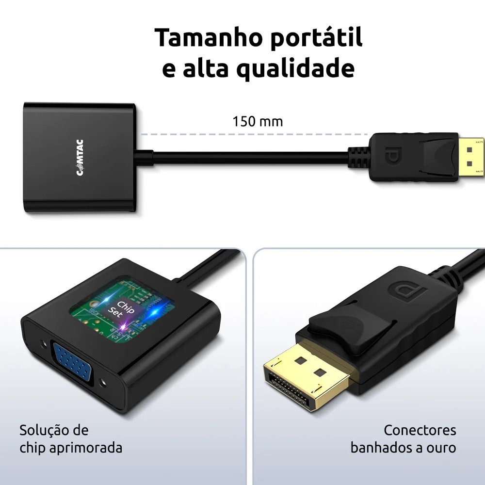 Imagem 5 de 5 do produto Cabo Conversor Displayport Para Vga Comtac 9469