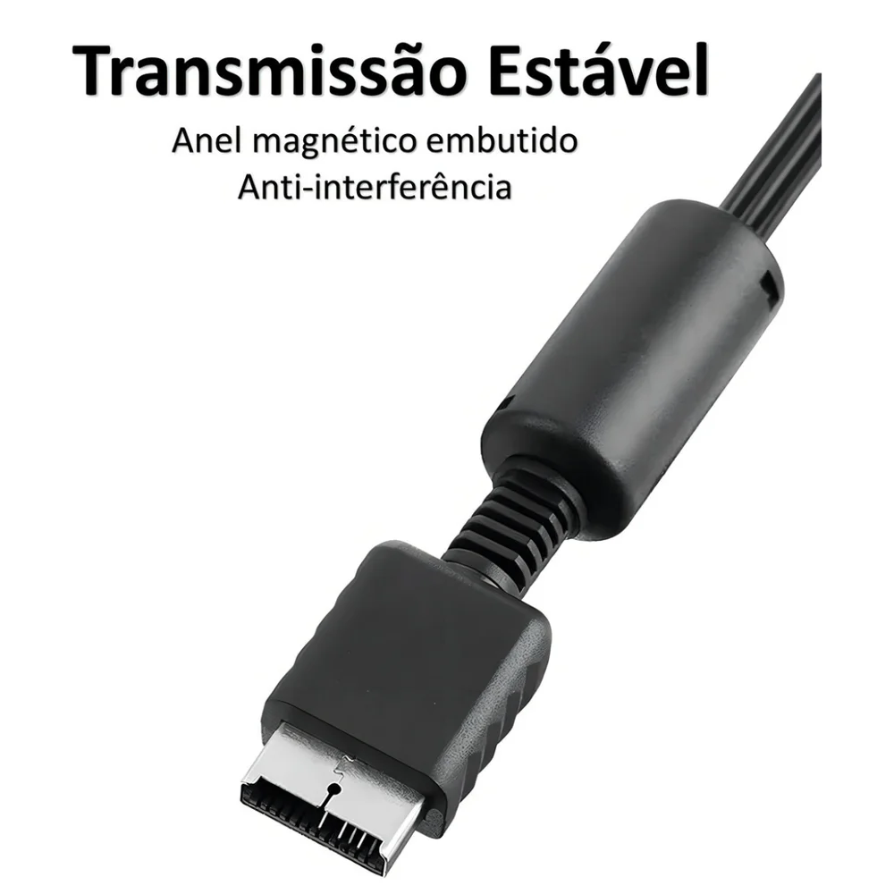 Imagem 4 de 5 do produto Cabo Av Áudio E Vídeo Rca Para Playstation 1 2 3 - Plug & Play Ps1 Ps2 Ps3