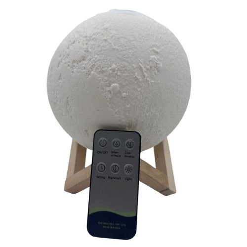 Umidificador E Aromatizador Luminaria Lua Moon 7 LED Cor Branco