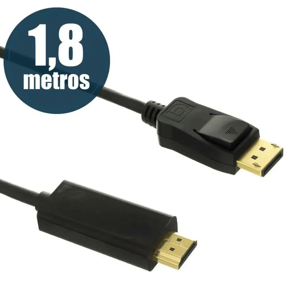 Imagem 4 de 4 do produto Cabo Conversor Displayport Para HDMI Hdtv Cabo 1.8m 1080p