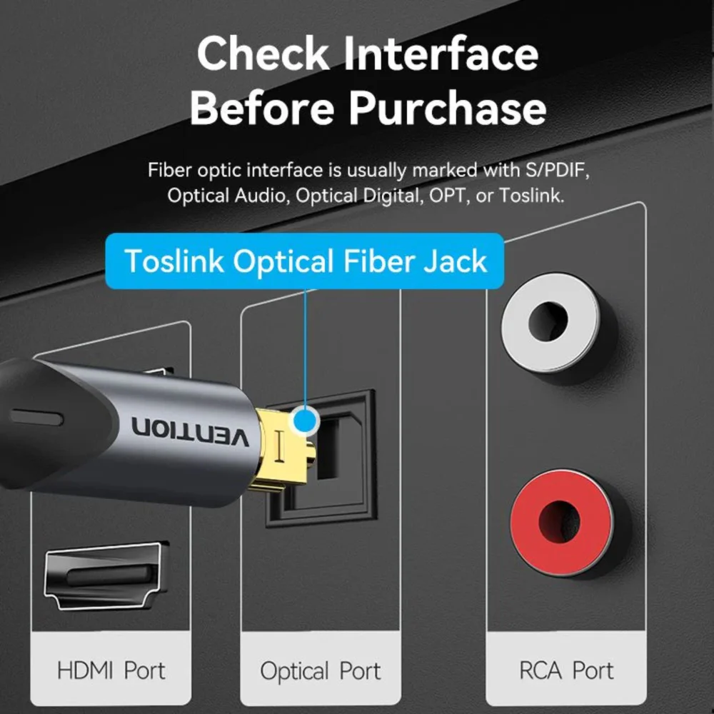 Imagem 4 de 5 do produto Cabo De Áudio Fibra Óptica Toslink 90º S Pdif 1,5m Vention