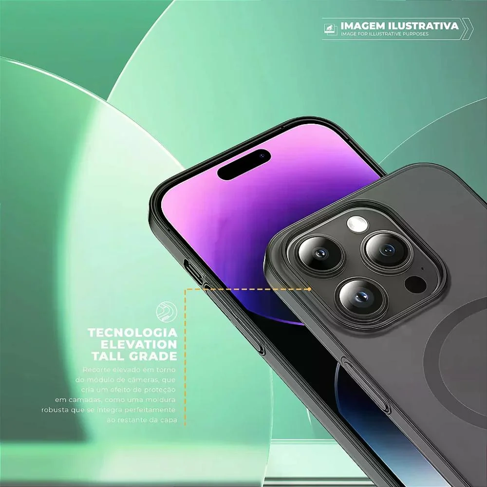 Imagem 2 de 5 do produto Capa Para Iphone 16 - Crystal Slim Magsafe - Não Amarela - Titanium - Gshield