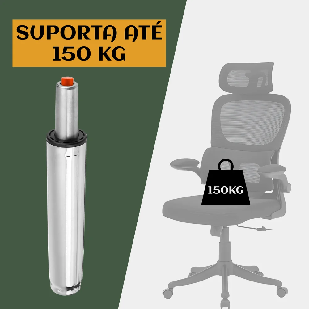 Pistão Gás Universal Cromado Classe 3 150kg 120mm P/ Cadeira Pistão Gás Universal Cromado Classe 3 150kg 120mm P/ Cadeira