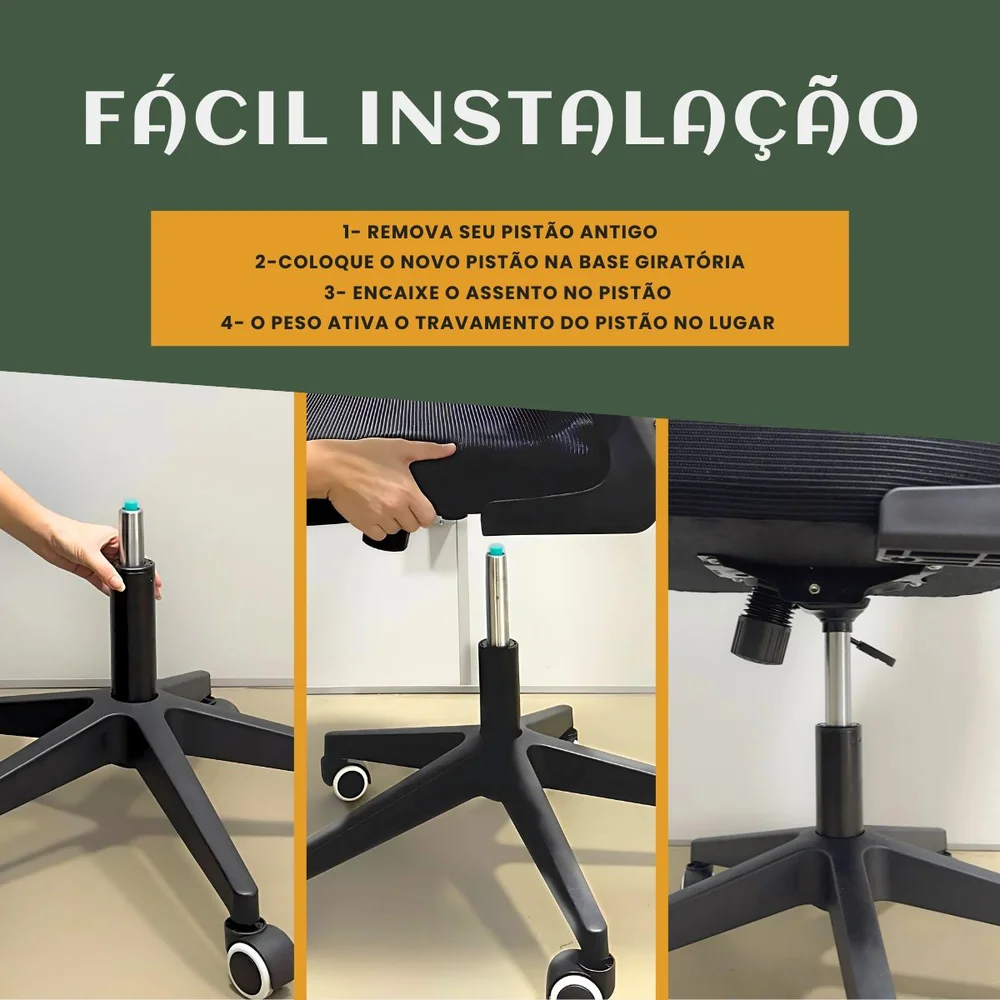 Pistão Gás Coluna Universal Cadeira Reforçada Classe 4 200kg Pistão Gás Coluna Universal Cadeira Reforçada Classe 4 200kg
