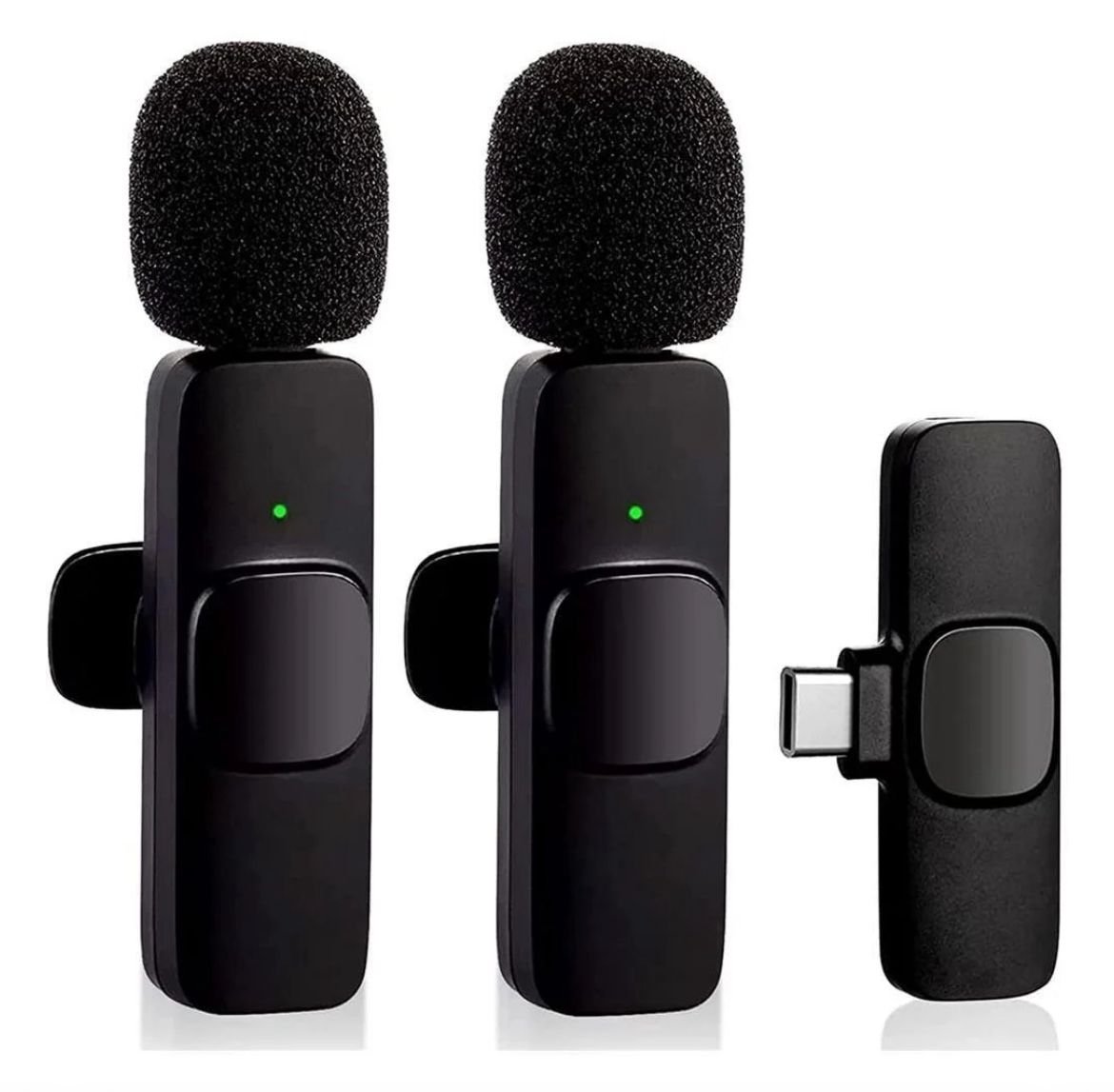 Microfone De Lapela Dupla Sem Fio Tipo C - Ideal Para Podcast, Transmissões Vlogs