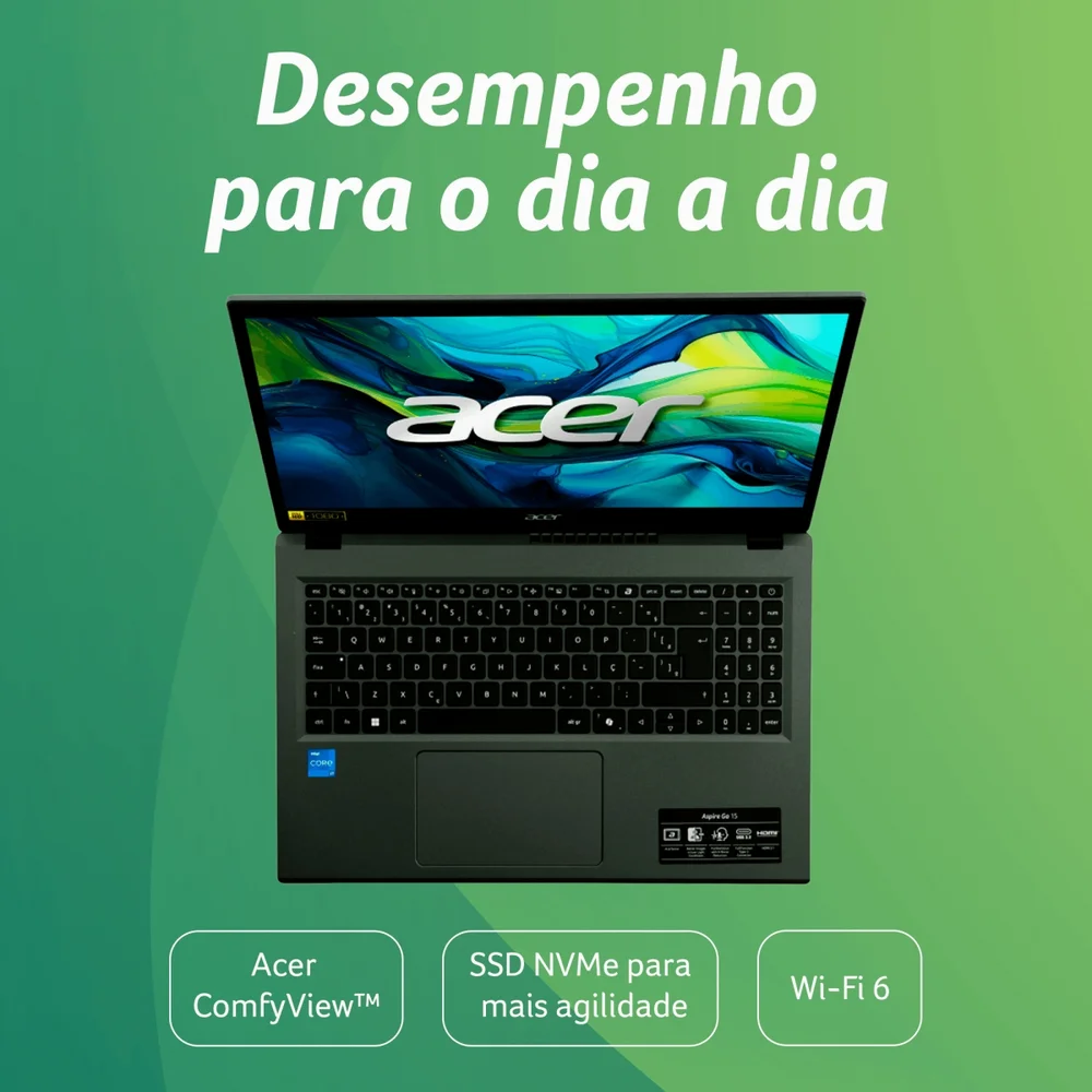 Imagem 5 de 5 do produto Notebook Acer Aspire Go 15 Ag15-71pt-72el Intel® Core™ i7-13620h 16gb Ram 512gb SSD De 13ªg  15.6” Touchscreen - NX.JGCAL.002