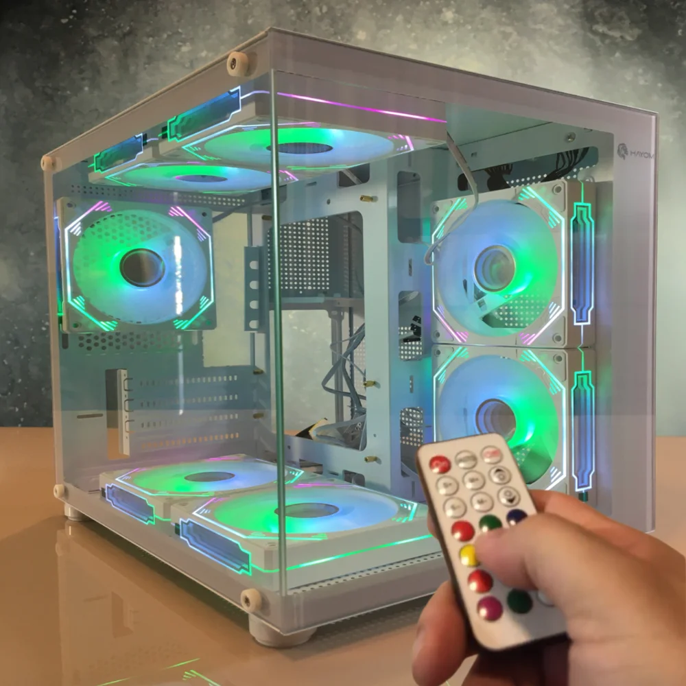 Imagem 2 de 5 do produto Kit 3 Fans Brancas 6 Pinos ARGB RGB C/ Controladora e Controle Remoto