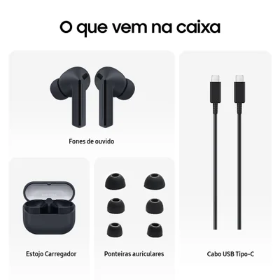 Samsung Galaxy Buds3 Fe, Fone De Ouvido Sem Fio, Cancelamento Ativo De Ruído, Galaxy Ai Preto — foto 4