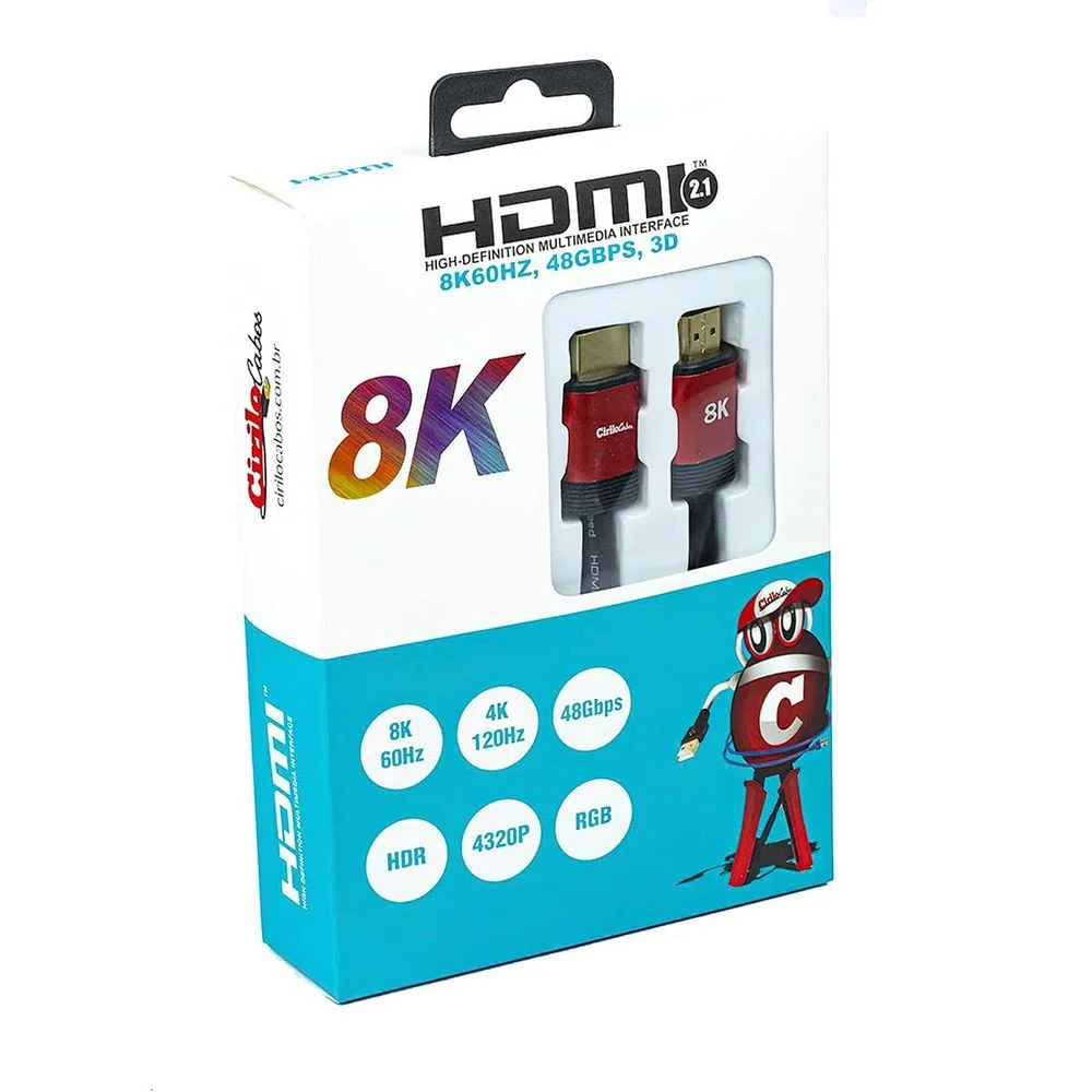 Imagem 4 de 4 do produto Cabo HDMI Ultra High Speed - Versão 2.1 8k - Cirilo Cabos 2 Metros 2 Mt