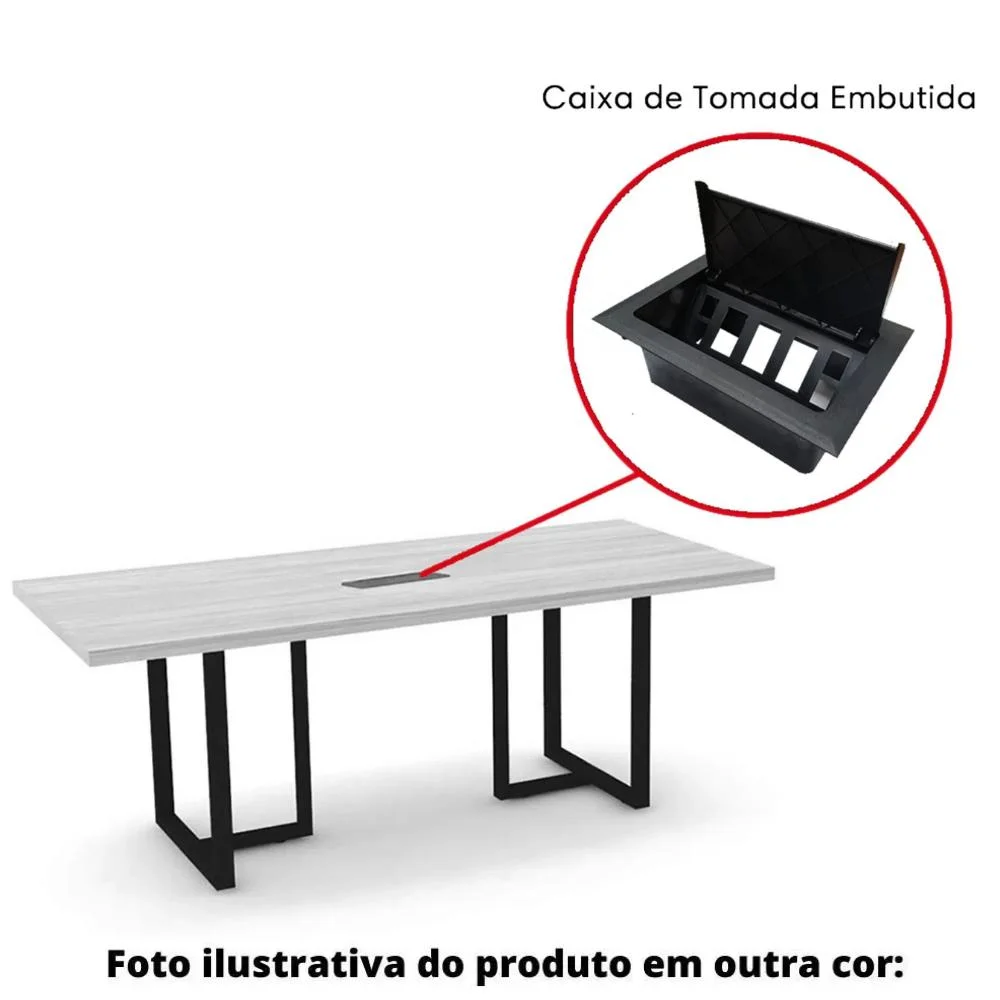 Imagem 3 de 3 do produto Mesa Reunião 200x90cm C/ Cx Tomada Preta