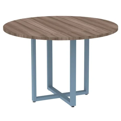 Mesa De Reunião P25 Pandin Walnut C/ Pé Azul Dali