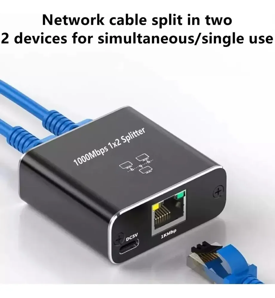 Imagem 3 de 4 do produto Adaptador Extensor Ethernet Splitter Rj45 De 1x2 Gigabit