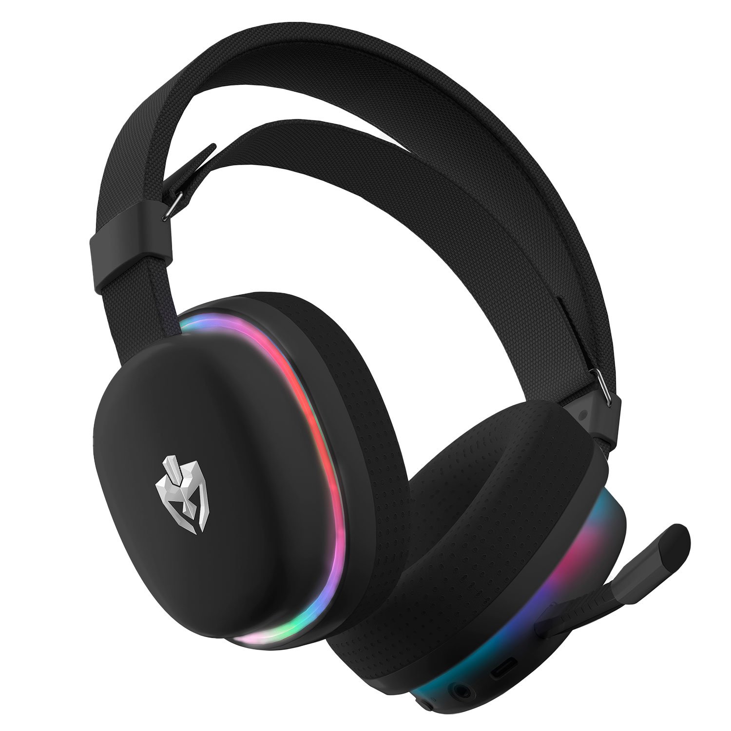 Headset Gamer Sem Fio Evolut Kon Eg350, RGB, Recarregável, Bluetooth 5.3 E 3.5mm, Microfone Removivel, Driver 40mm - Preto