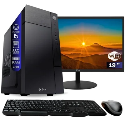 Computador i5 SSD 120 Gb Memória 4gb Com Teclado/mouse, Rede Sem Fio, Monitor 19” E WINDOWS Trial