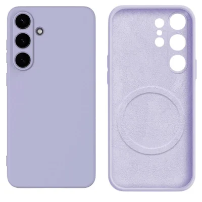 Capa Capinha Protetora de Silicone com Interior em Microfibra Aveludado Compatível com Magsafe para o Samsung Galaxy S25 Plus - Cor: Lilás