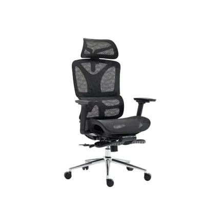 Cadeira Escritório Ergonômica Executiva Premium Dinamarca Bt03 Luvinco, Suporta 200kg, Suporte Lombar, Adaptável, Apoio De Perna, Preto