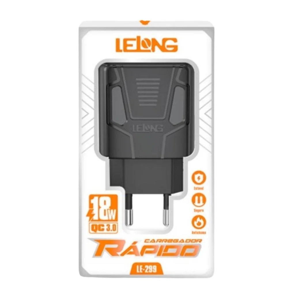 Imagem 3 de 4 do produto Fonte Carregador Celular - Preto - Entrada Usb Turbo 3.0 18w Le-299 Lelong - Universal Smartphones, Tablet - Panami