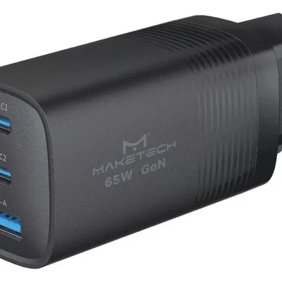 Carregador 2x Usb-c 1x Usb 65w Gan Cm-6553 Maketech Preto