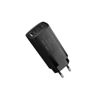Carregador 2x Usb-c 1x Usb 65w Gan Cm-6553 Maketech Preto — foto 4