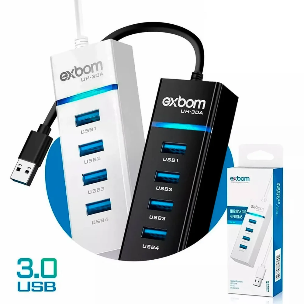 Imagem 2 de 3 do produto Hub Cabo Usb 3.0 High Speed Hd Extensor 4 Portas