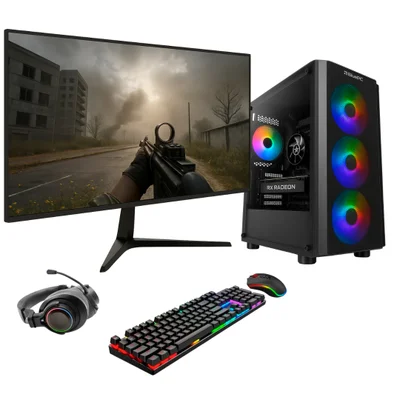 PC Gamer Completo Bluepc Frag, Amd Ryzen 5 7500f Am5, Radeon Rx 580 8GB, B650, 16gb Ddr5, SSD 512gb Nvme, Monitor 23" 75hz, Kit Gamer - Pgbp-fra169