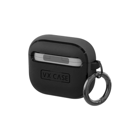 Case Protetora Para Airpods 4 / Pro 4 Preta - Alcântara - Cinza