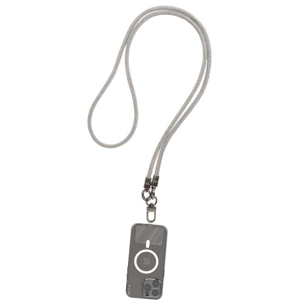 Cordão De Pescoço Para Celular Com Alça Grande Brilhante - Cinza