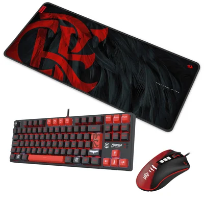 Kit Gamer Redragon Flamengo Teclado Mouse E Mousepad