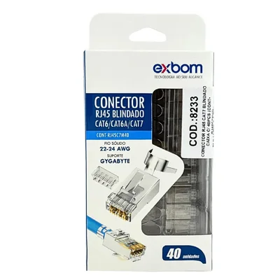 Conector Rj45 Cat7 Blindado Vaz 40pçs Stp/ftpcont-rj45c7vm40