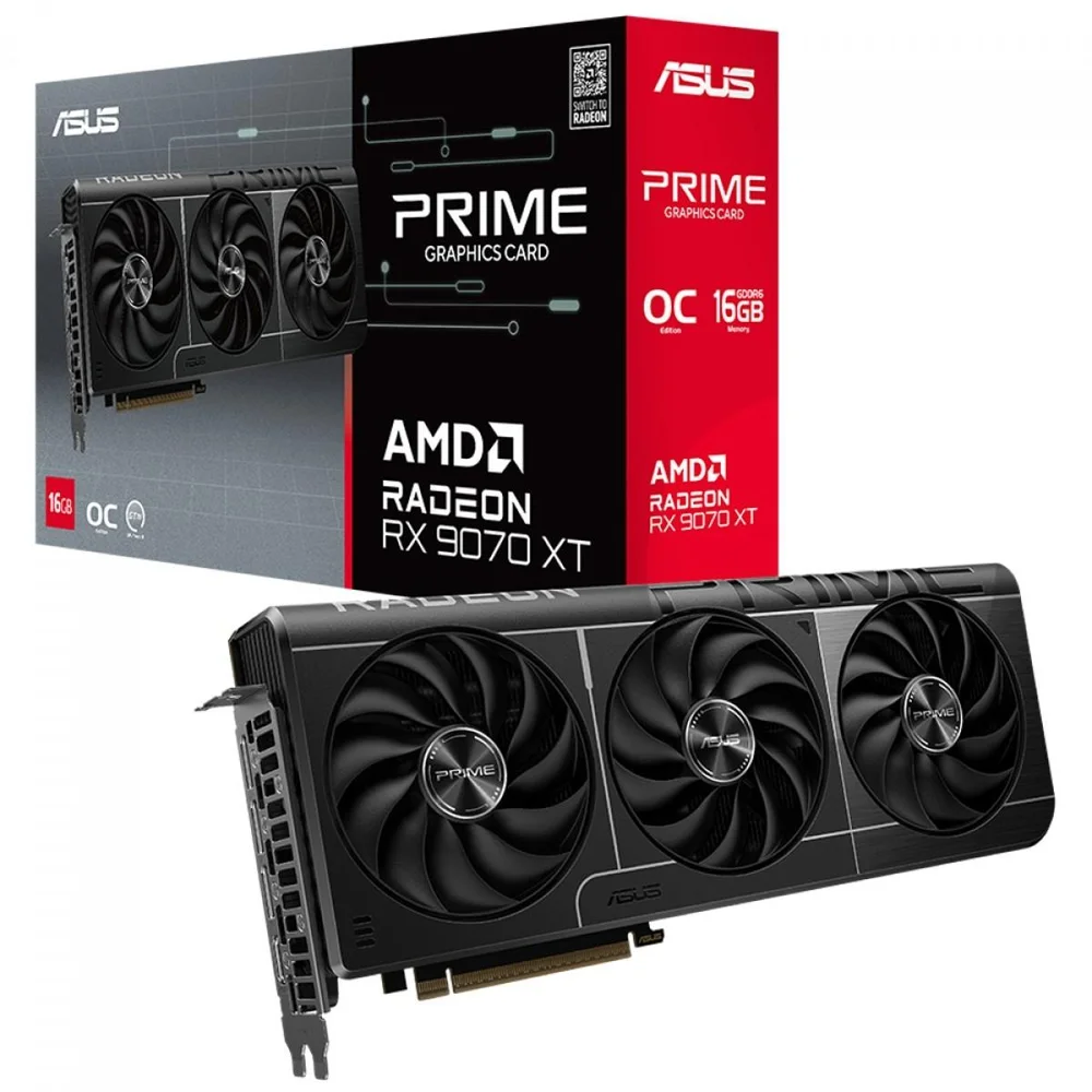 Placa De Vídeo Asus Prime Amd Radeon Rx 9070 Xt Oc Edition, 16gb, Gddr6, Fsr, Ray Tracing, Prime-rx9070xt-o16g