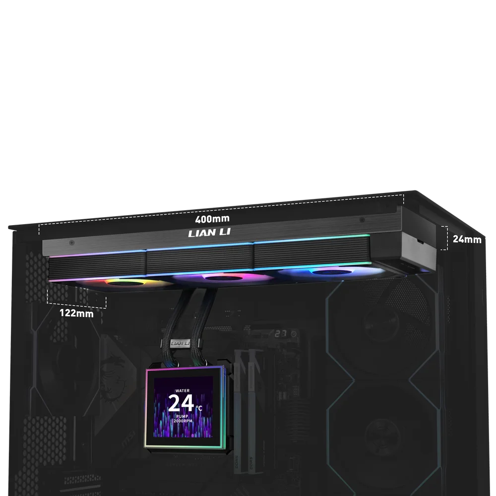 Imagem 3 de 5 do produto Water Cooler 360mm Lian Li Hydroshift Ii Lcd-c 360tl, Display Lcd, Black - Ghs2lcd36tb