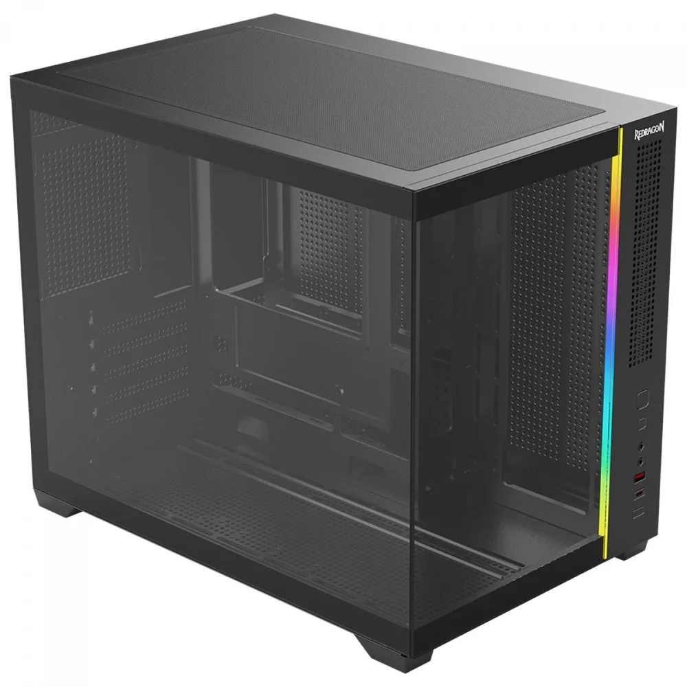 Imagem 2 de 5 do produto Gabinete Gamer Redragon Wideload Mini Lite, RGB, Mid Tower, Vidro Temperado, Matx, Sem Fan, Preto, Ca-611b