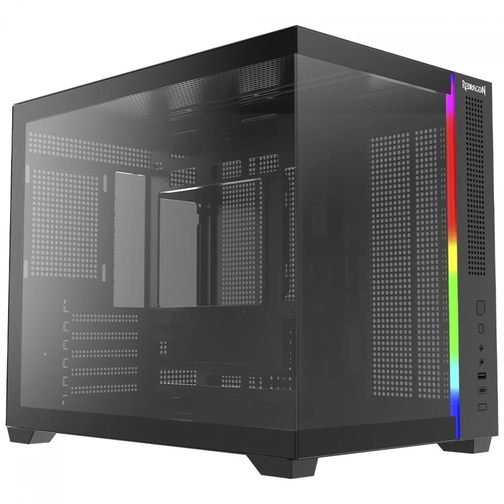Imagem 3 de 5 do produto Gabinete Gamer Redragon Wideload Mini Lite, RGB, Mid Tower, Vidro Temperado, Matx, Sem Fan, Preto, Ca-611b