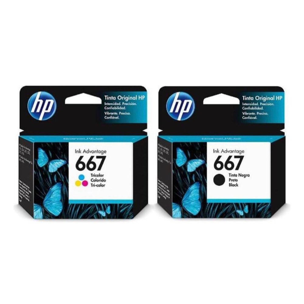 Kit Cartuchos Hp 667 Preto Colorido 1275 2374 2775 2776 6476
