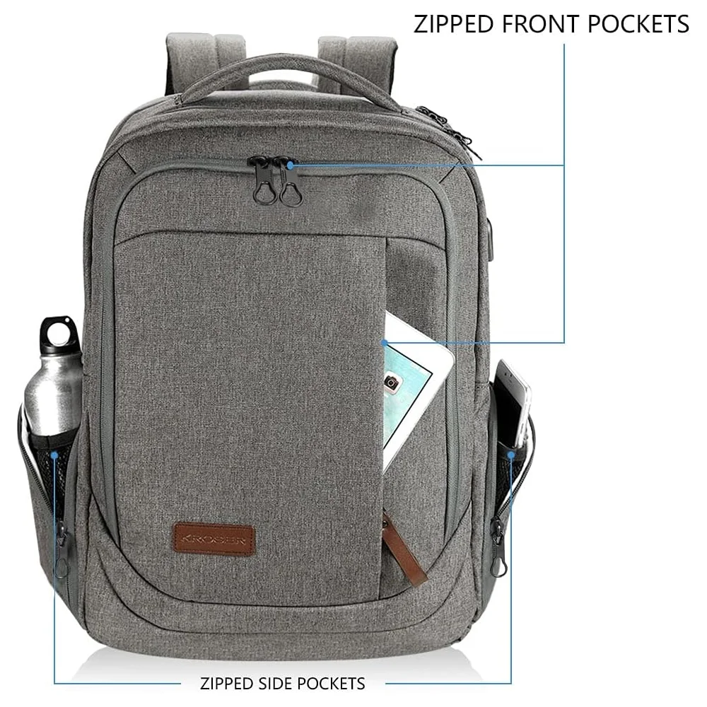 Imagem 4 de 5 do produto Mochila Escolar Viagem Kroser Laptop 17,3 Portausb Preta