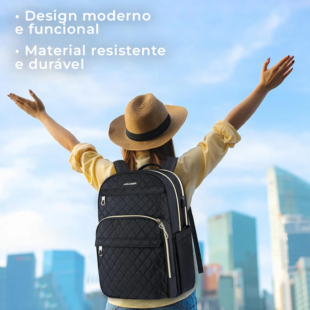 Imagem 2 de 5 do produto Mochila Feminina Kroser Laptop 15.6 Viagem Negócio Preta