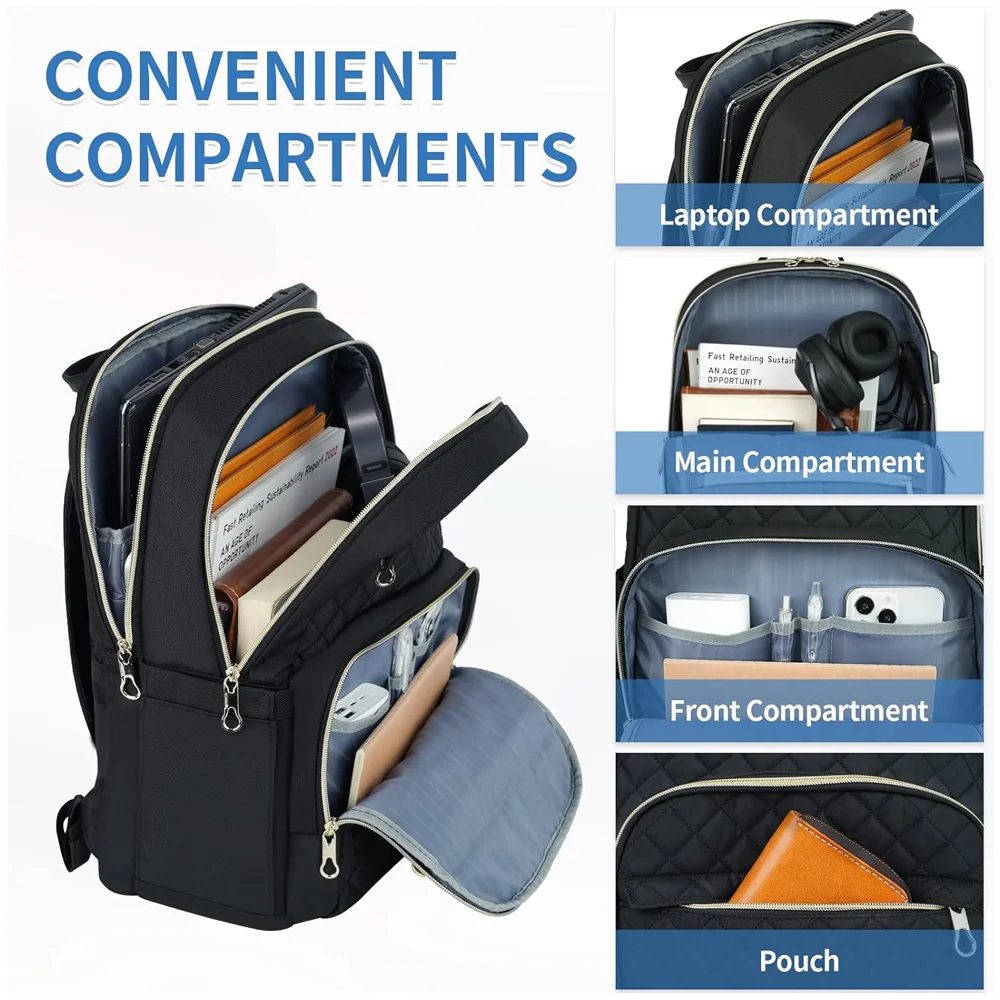 Imagem 4 de 5 do produto Mochila Feminina Kroser Laptop 15.6 Viagem Negócio Preta