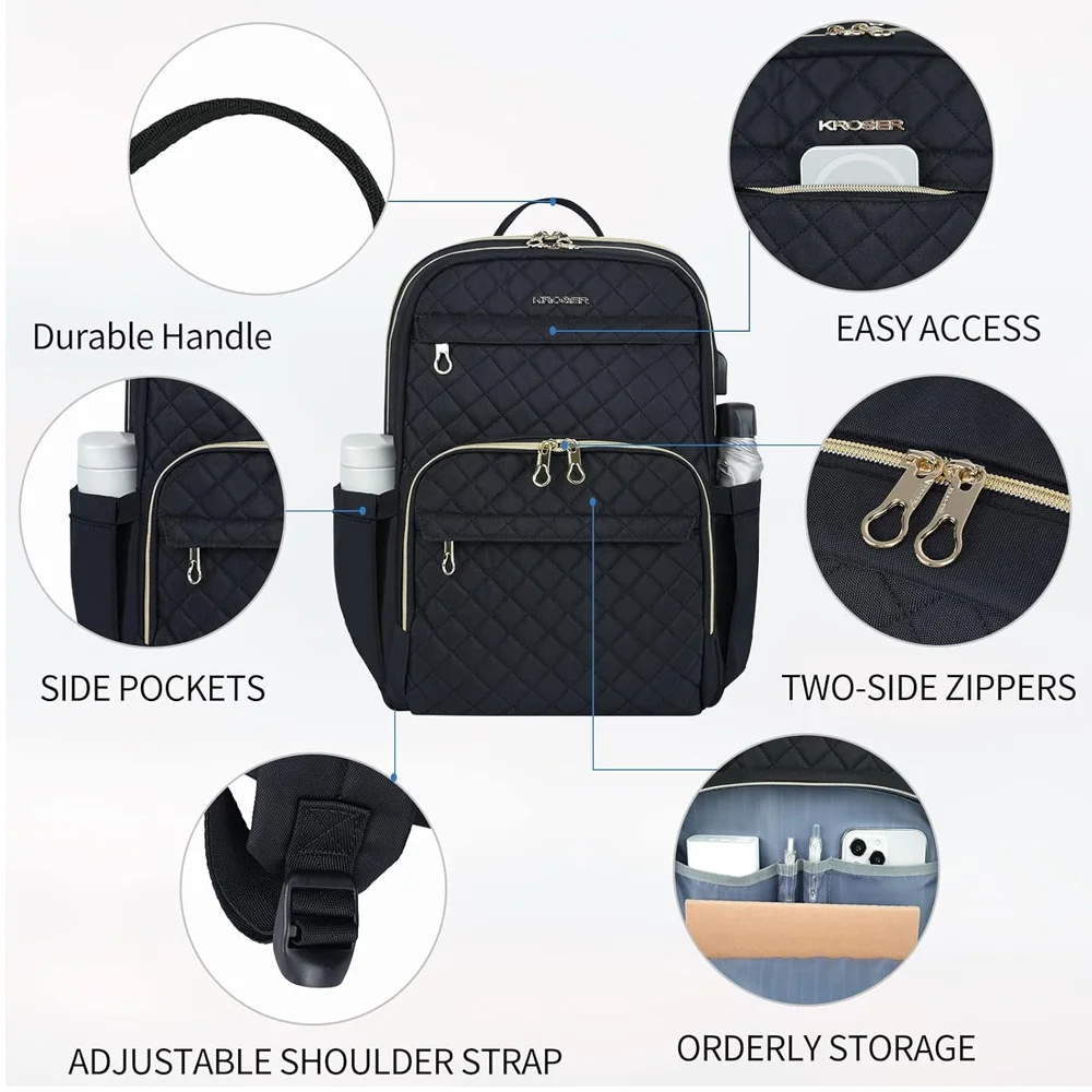 Imagem 5 de 5 do produto Mochila Feminina Kroser Laptop 15.6 Viagem Negócio Preta