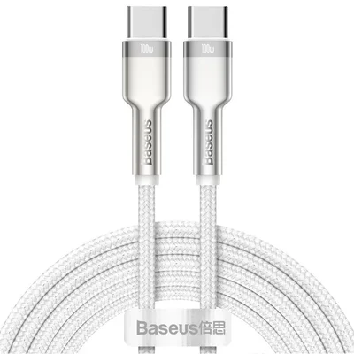 Cabo De Dados Metálico Da Série Cafule Da Baseus, Tipo C Para Tipo C, 100 W, 2 M - Branco