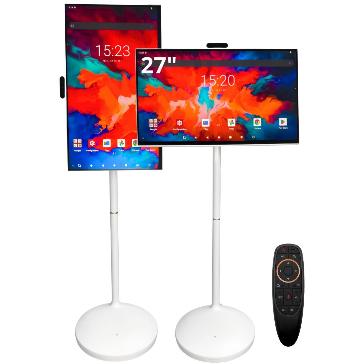 Monitor Tela Interativa Touchscreen Display Ips 27" Full Hd, Octa Core, 6gb Ram 128GB, Pedestal Ajustável