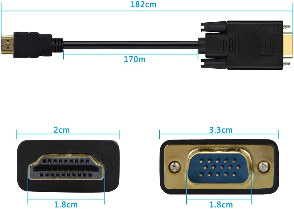 Imagem 3 de 5 do produto Cabo Conversor HDMI Macho X Vga Macho 1.8 Metros - Ativo