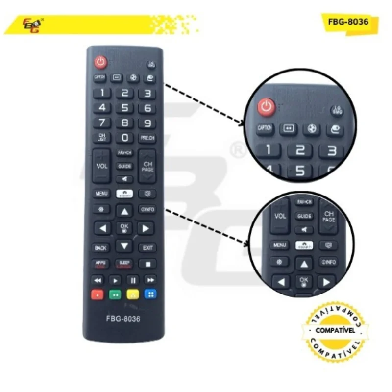 Imagem 2 de 4 do produto Controle Remoto Smart   Compatível C/ Tv Smsung- Modelo Fbg-9174