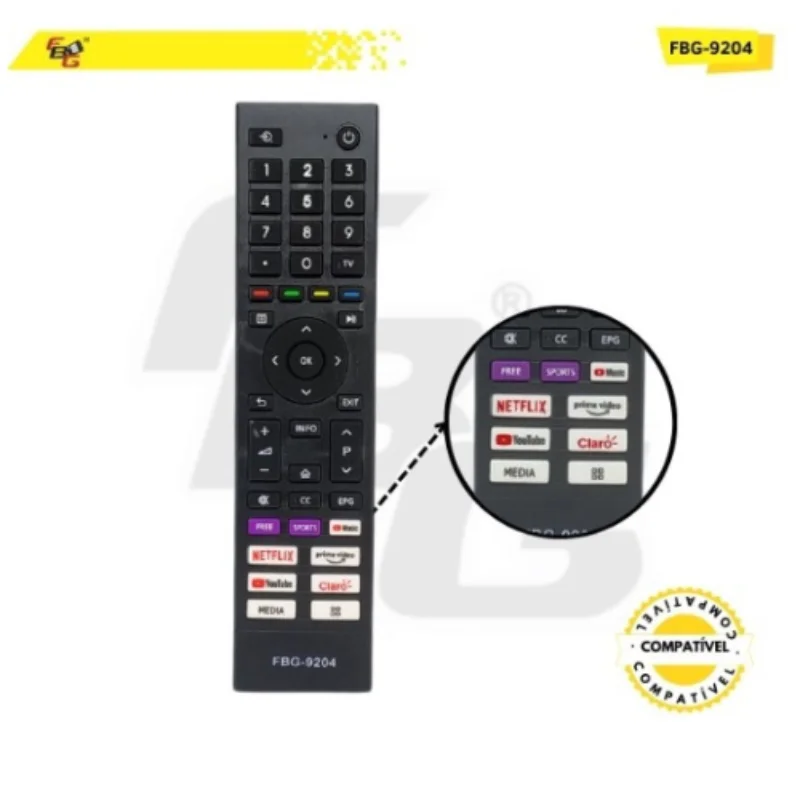 Imagem 3 de 4 do produto Controle Remoto Compatível TV Toshiba Smart Modelo FBG-9204 Alta Qualidade
