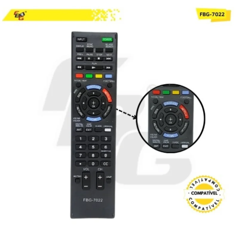 Imagem 2 de 2 do produto Controle Remoto Compatível Com Tv Sony - Modelo Fbg-7022