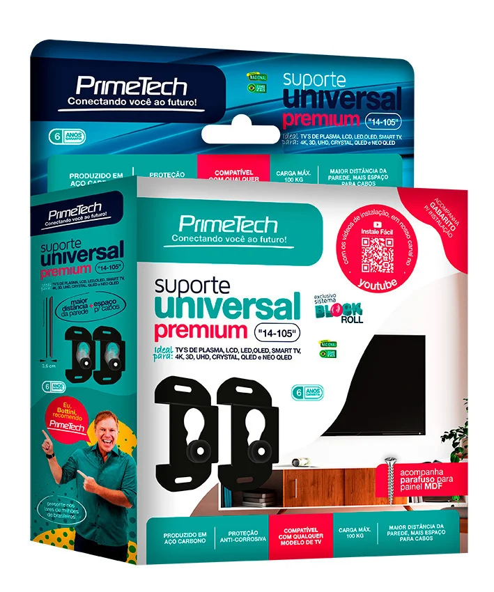 Imagem 3 de 3 do produto Suporte Fixo Universal Para Tv Premium - 14" A 105" - Prime Tech