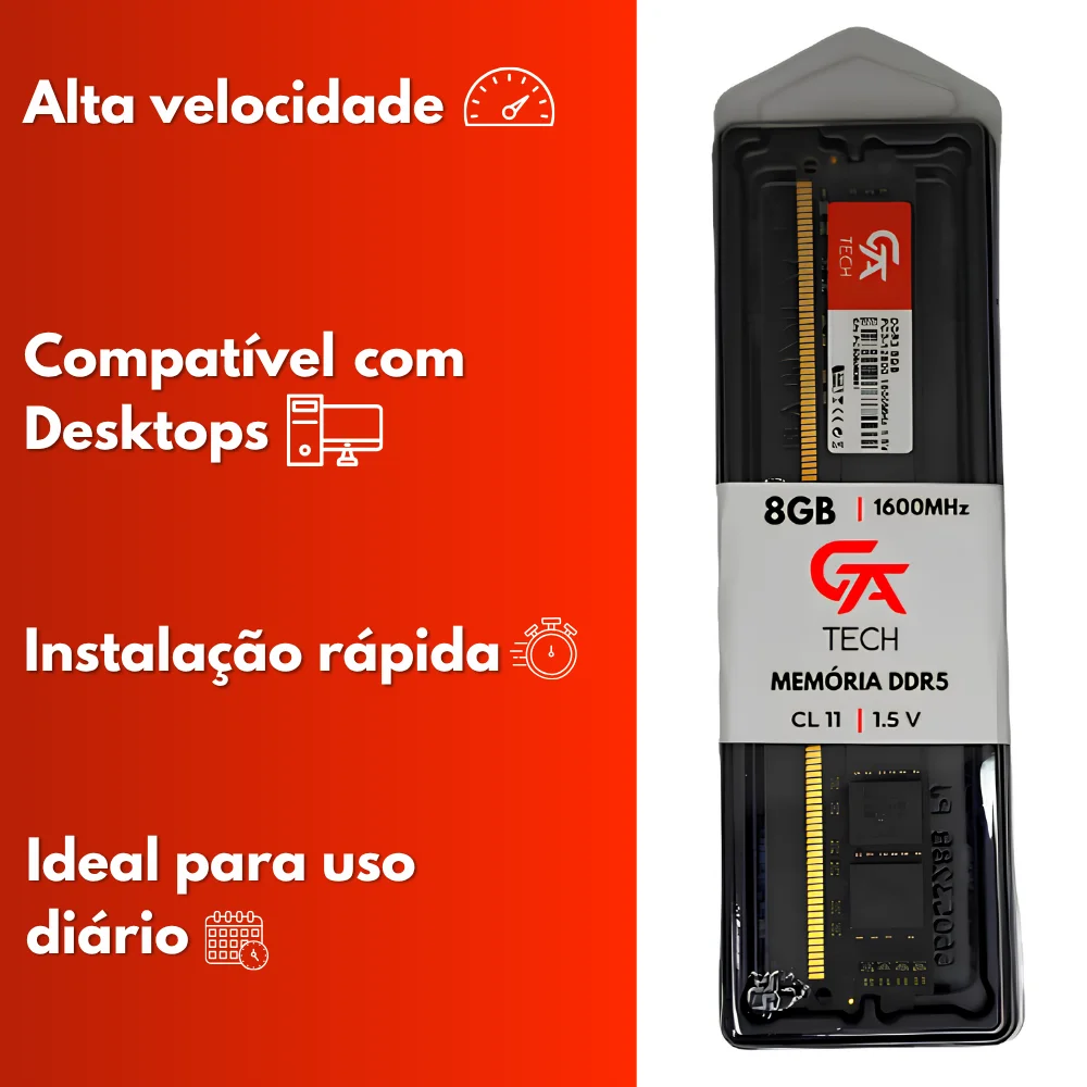 Imagem 5 de 5 do produto Memória Ram 8GB Gta Tech Ddr3 1600mhz Cl11 1.5v
