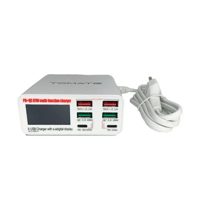 Carregador Inteligente Multifuncional Usb Potente 87w Pd+qc 6 Saídas