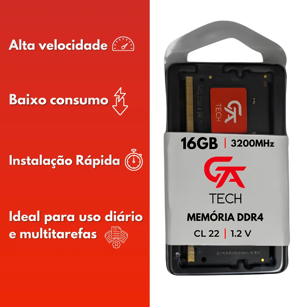Imagem 5 de 5 do produto Memória Ram Notebook 16gb Gta Tech Ddr4 3200mhz Cl22 1.2v