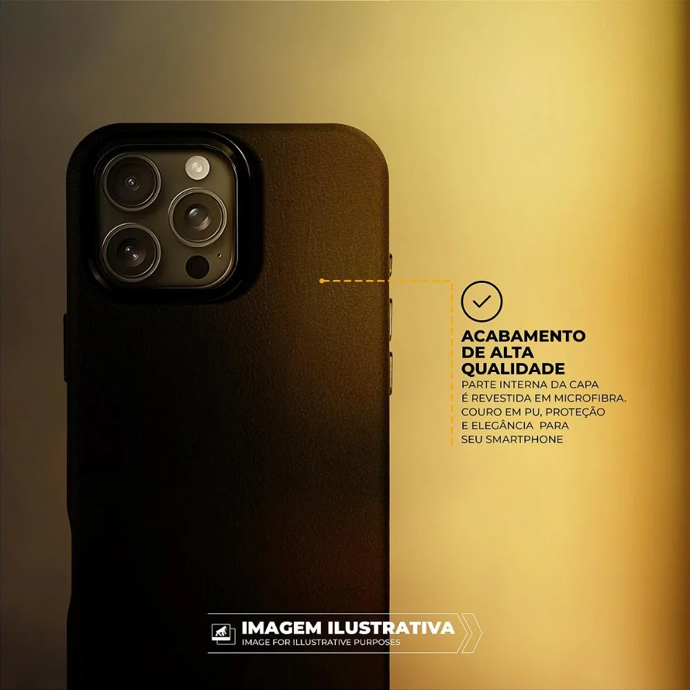 Imagem 5 de 5 do produto Capa Case Capinha Para Iphone 16 Plus - Couro Dual Magsafe - Preta - Gshield